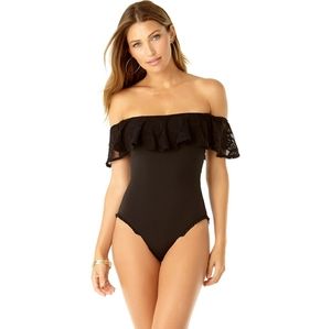 Cole Sand Dollar Crochet flounce swimsuit size 14
